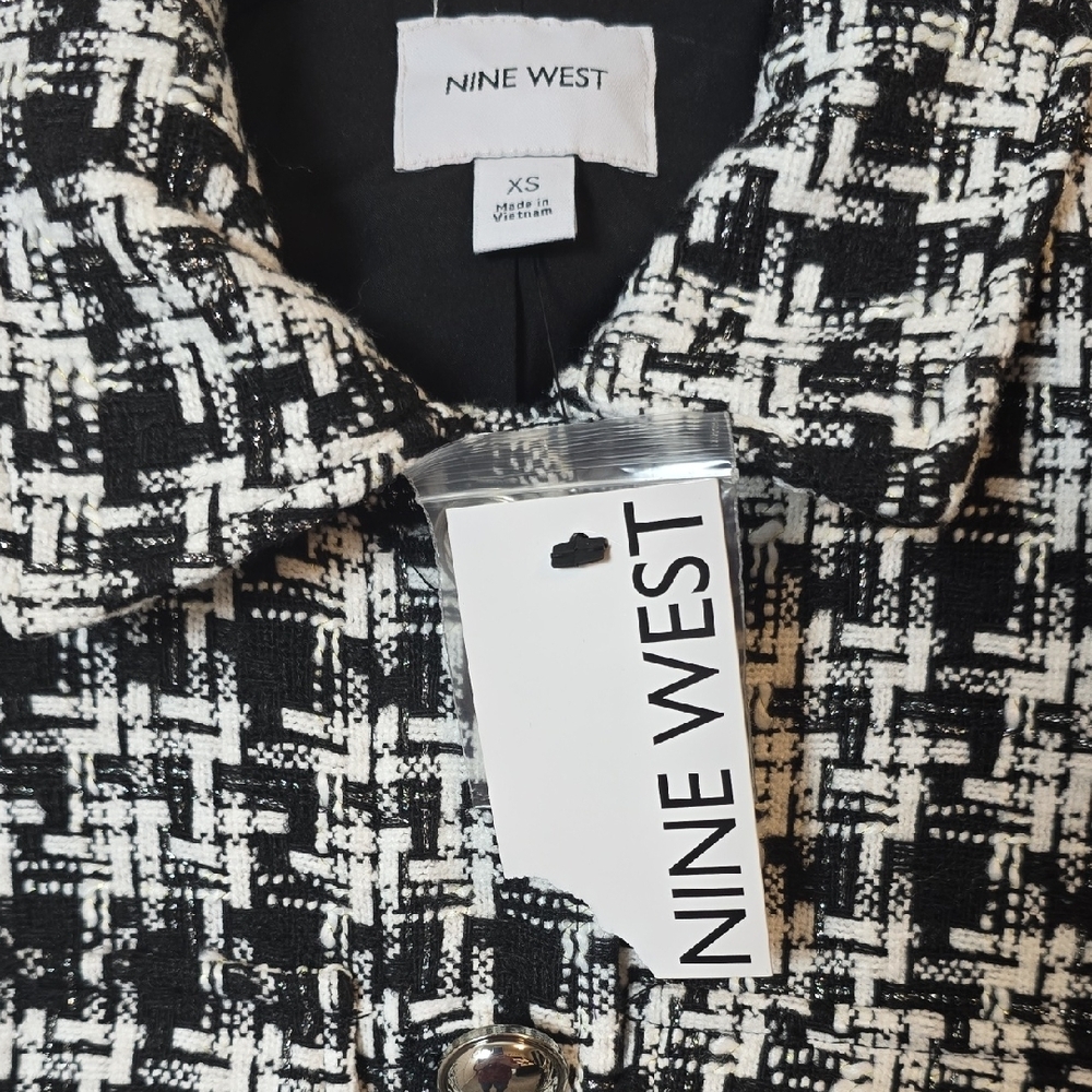 Nine West Women's Black and White Tweed Blazer‎ Size XS - Picture 3 of 16